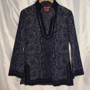 EUC Tory Burch Tunic ~ navy, blue & white  Sz2
